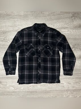 BC Clothing Black and Grey Plaid Button Up Jacket